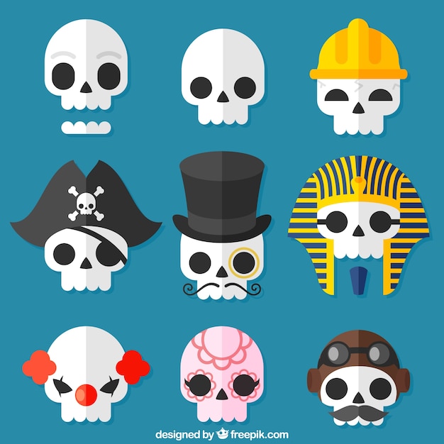 Pack of skulls with costume elements