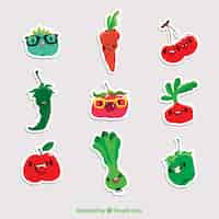 Free vector pack of smiley vegetables stickers