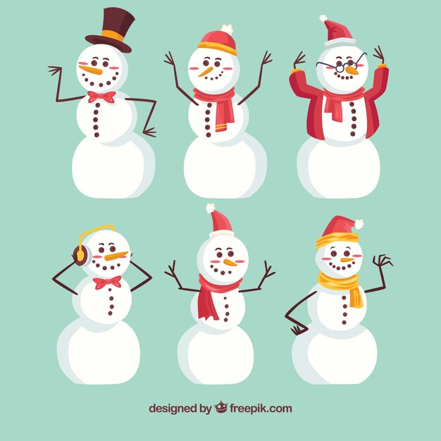 Pack of snowmen with accessories