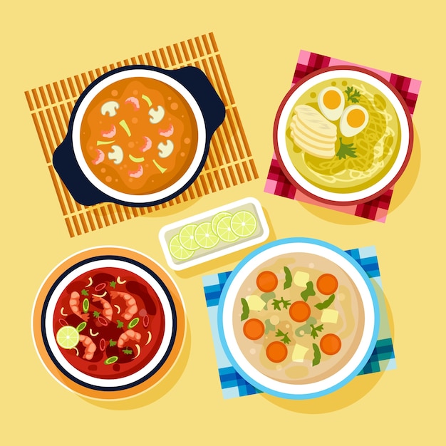 Free Vector pack of soup assortment