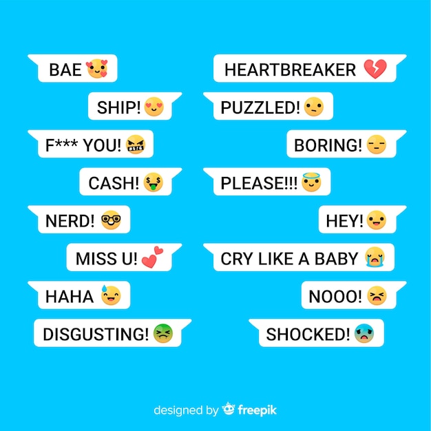 Free vector pack of speech balloons with different emojis