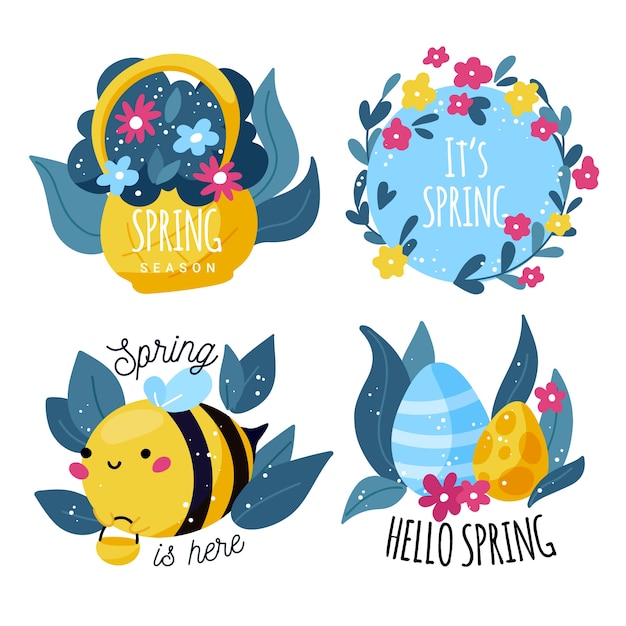 Free Vector pack of spring labels