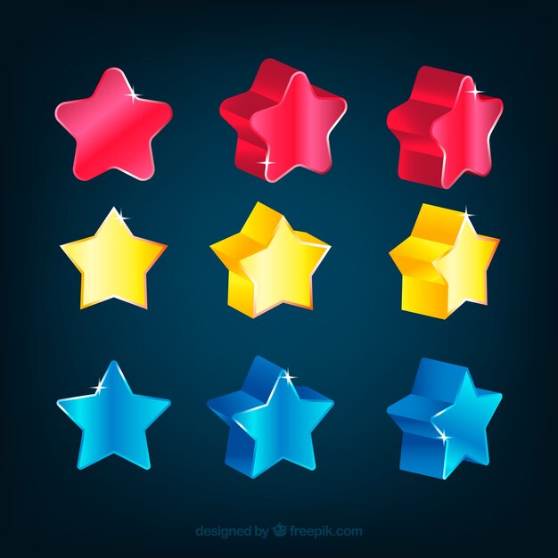 Pack of stars in different colors