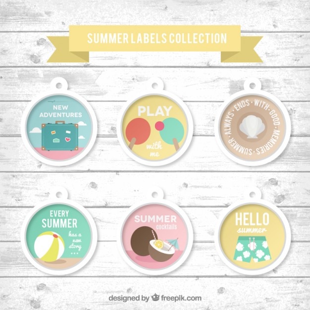 Free Vector pack of summer labels with lighthouse