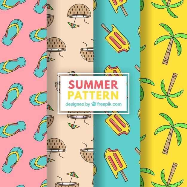 Pack of summer patterns with variety of elements