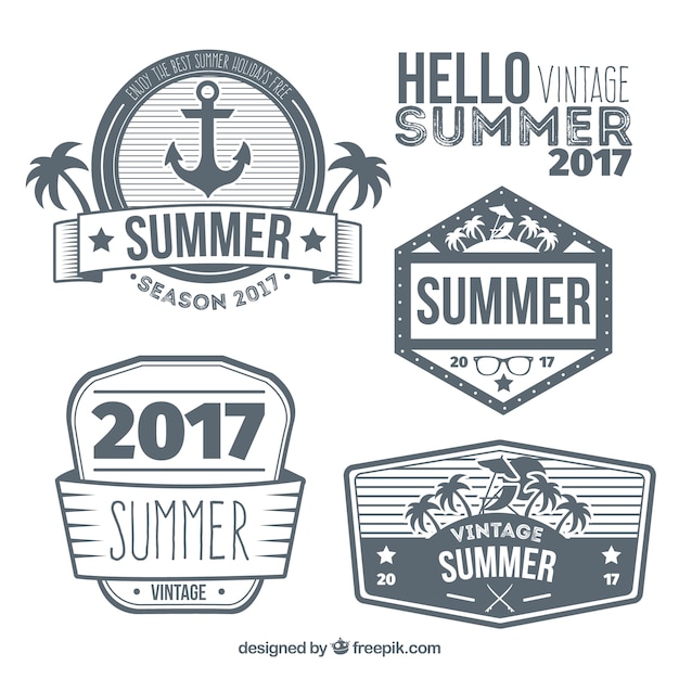 Pack of summer stickers in retro style