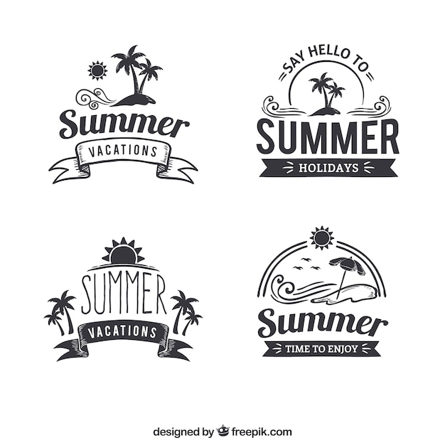 Pack of summer stickers in retro style