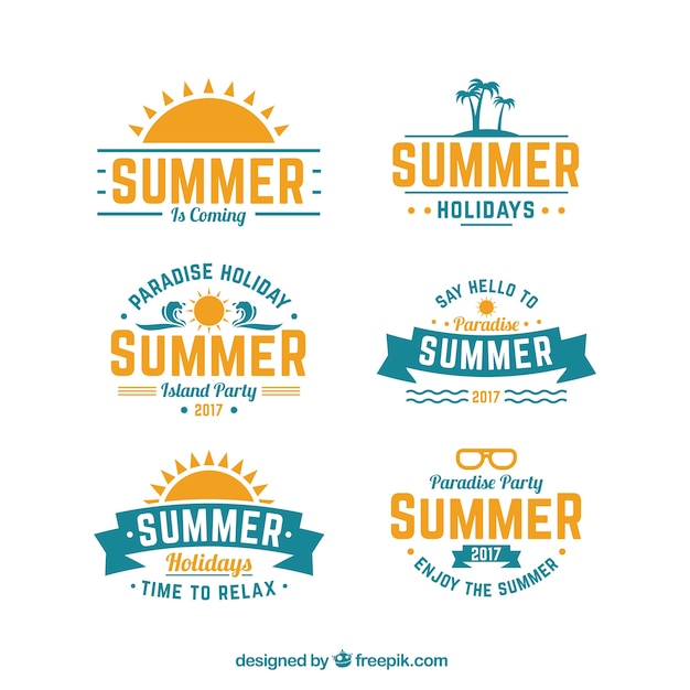 Pack of summer stickers in vintage style