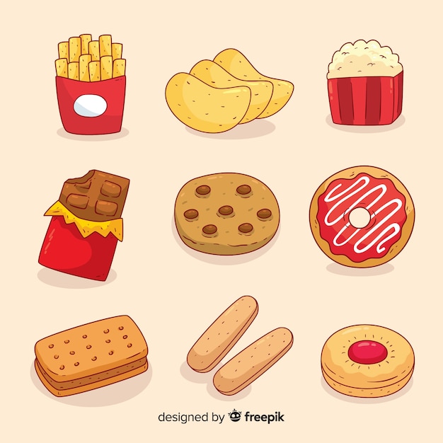 Free Vector pack of tasty snacks