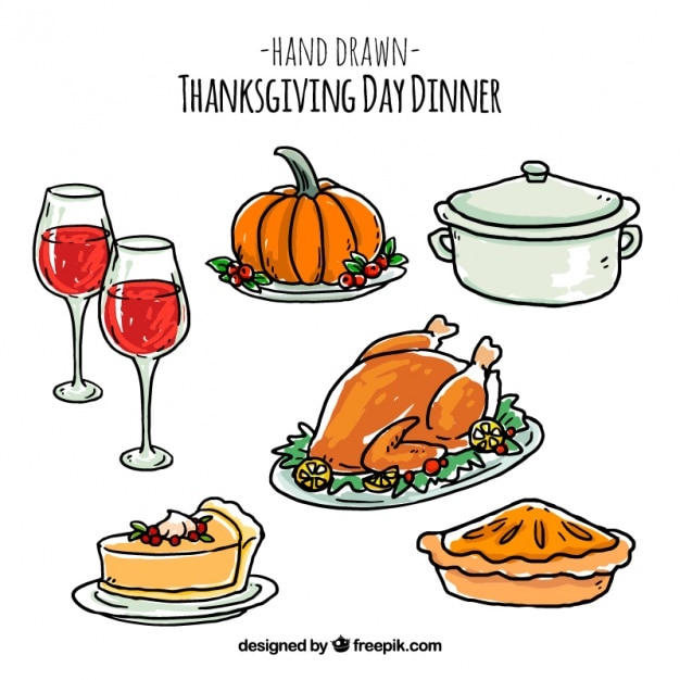 Free Vector pack of thanksgiving drawings