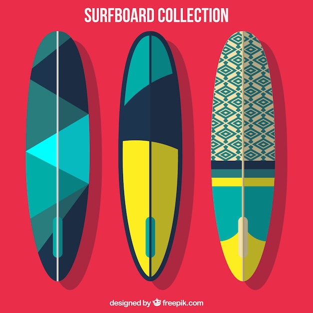 Pack of three abstract surfboard