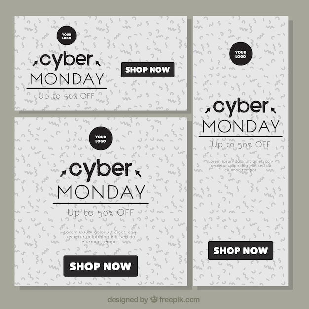 Free Vector pack of three cyber monday brochures with different sizes