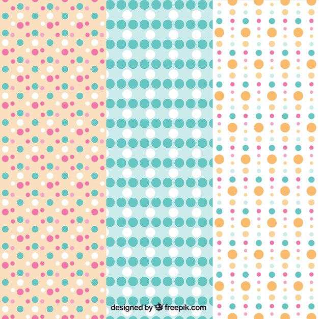 Pack of three patterns of dots in different sizes