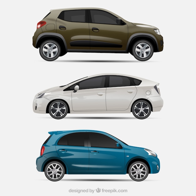 Free Vector pack of three realistic cars