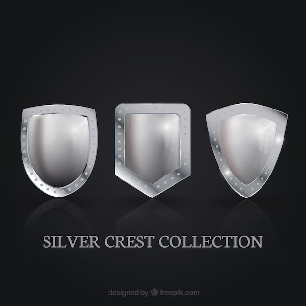 Free Vector pack of three silver crests