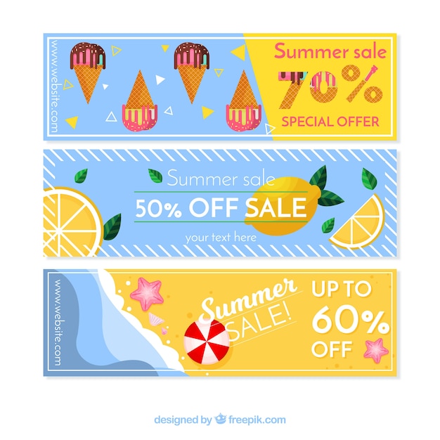 Pack of three summer sale banners