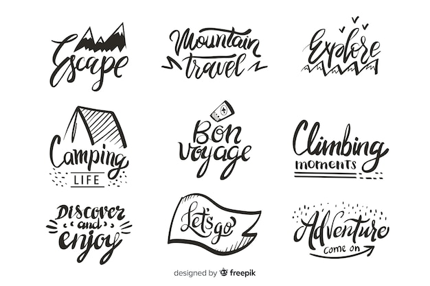 Free Vector pack of travel lettering badges