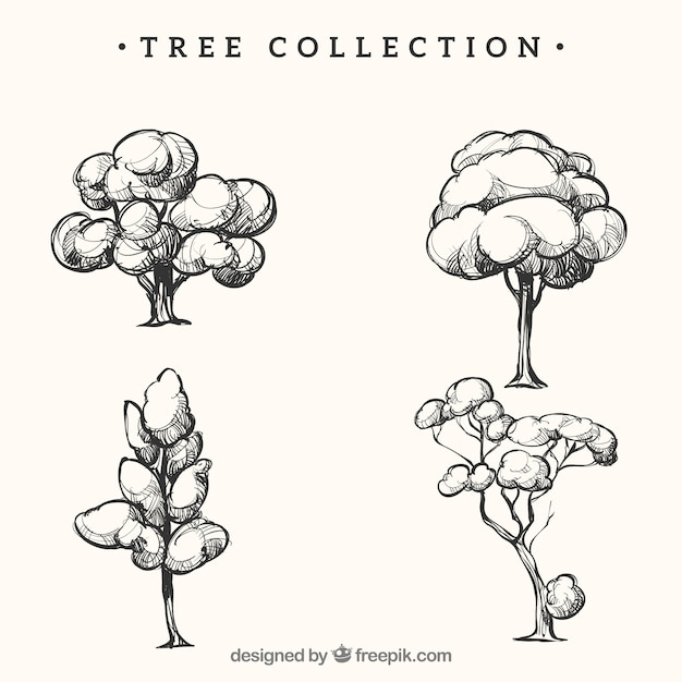 Pack of trees in hand drawn style