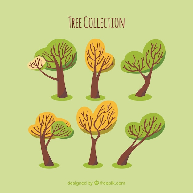 Free Vector pack of trees in hand drawn style