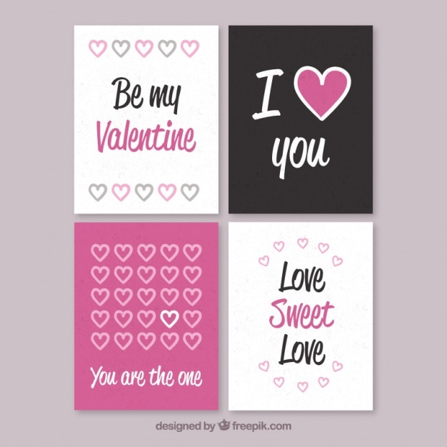 Free Vector pack of valentine's cards with messages