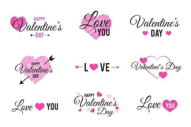 Pack of valentines day labels/badges