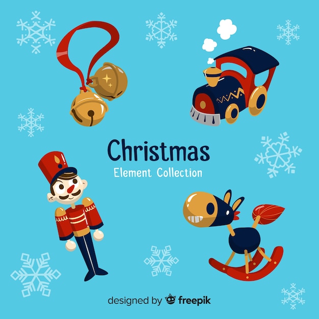 Pack of various christmas elements in flat design