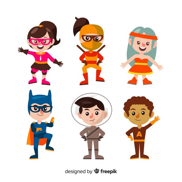 Pack of various superhero kids