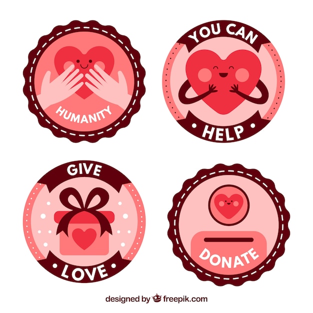 Free Vector pack of vintage charity badges 