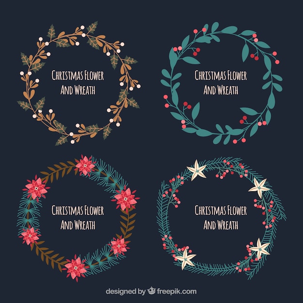 Free Vector pack of vintage floral wreaths