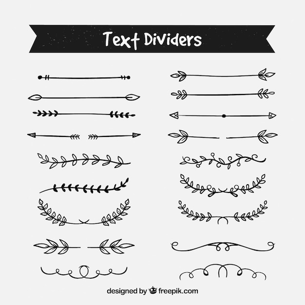 Free Vector pack of vintage hand drawn text dividers