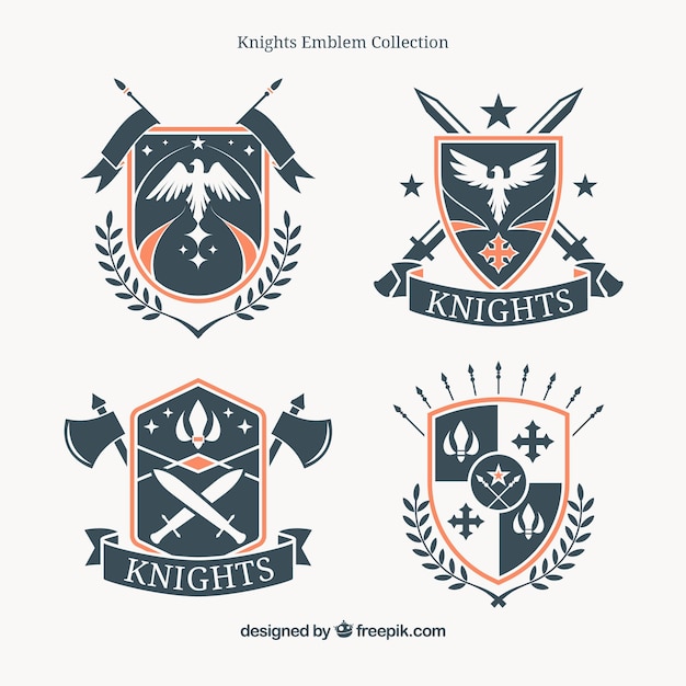 Free vector pack of vintage heraldic shield insignia