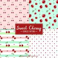 Free vector pack of watercolor cherry patterns