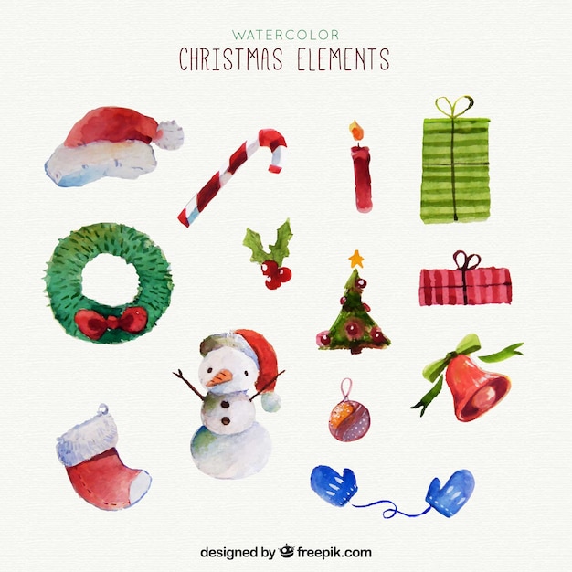 Pack of watercolor elements elements