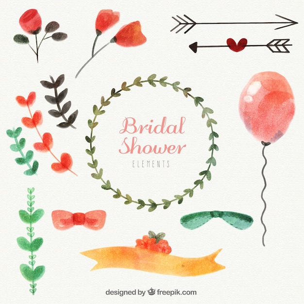 Free vector pack of watercolor wedding decoration