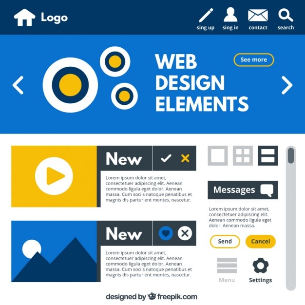 Free vector pack of web elements in flat design