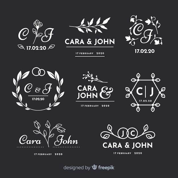 Pack of wedding florist logos