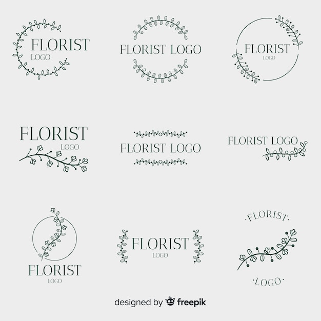 Free Vector pack of wedding florist logos