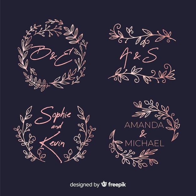 Pack of wedding monogram logos