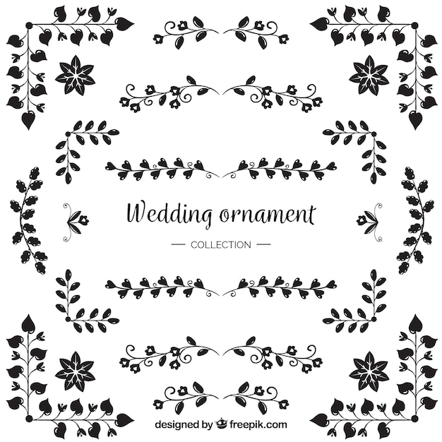 Pack of wedding ornaments with ink 