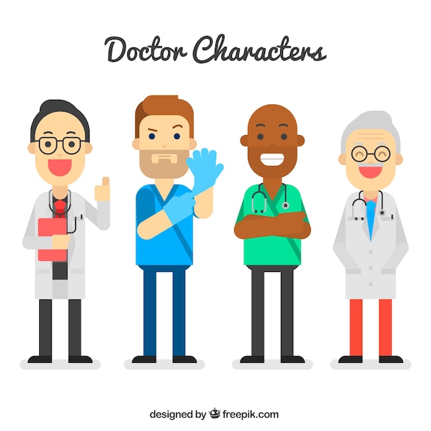 Pack with different kind of doctors