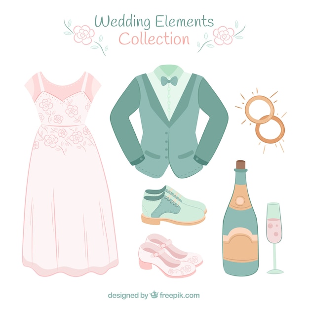 Pack with wedding dress and other decorative elements