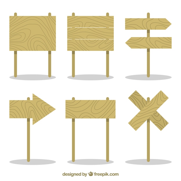 Pack of wooden posters in flat design