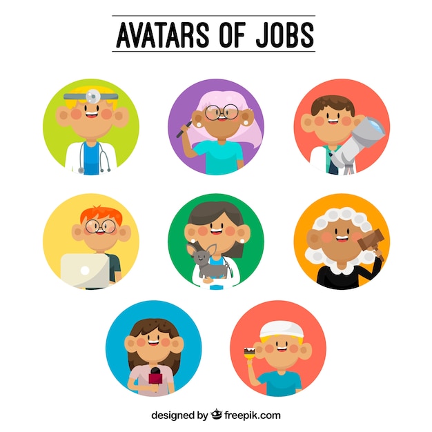 Free Vector pack of workers avatars with fun style