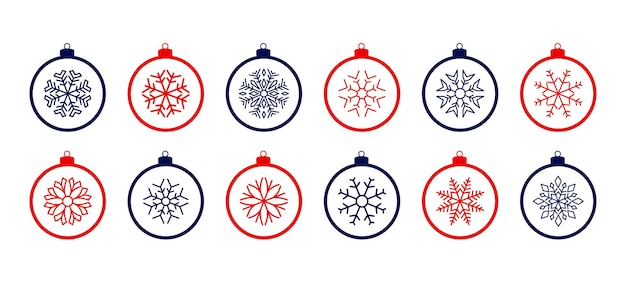 Free vector pack of xmas bauble element for christmas design in line style