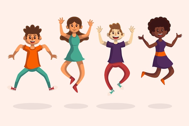 Free Vector pack of young people jumping