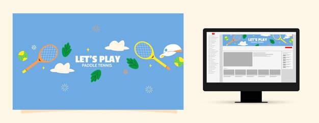 Free Vector paddle tennis youtube channel art