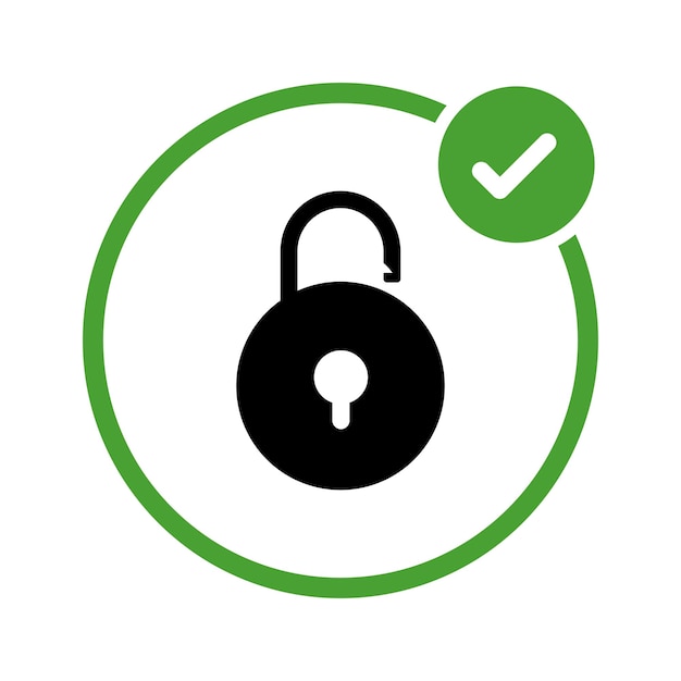 Free Vector padlock unlocked in circle with check mark