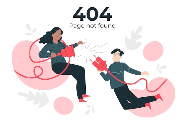 Free Vector page not found with people connecting a plug concept illustration