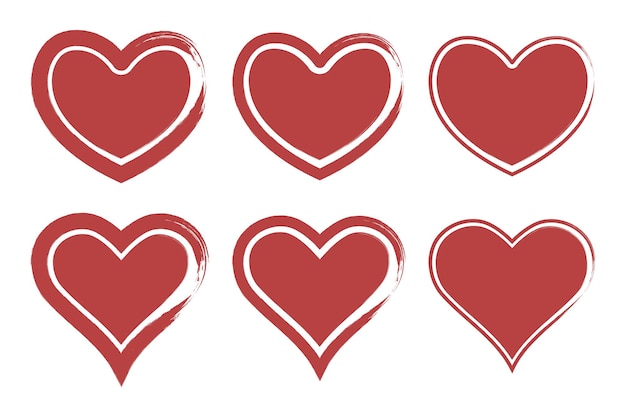 Free vector paint brush hearts set