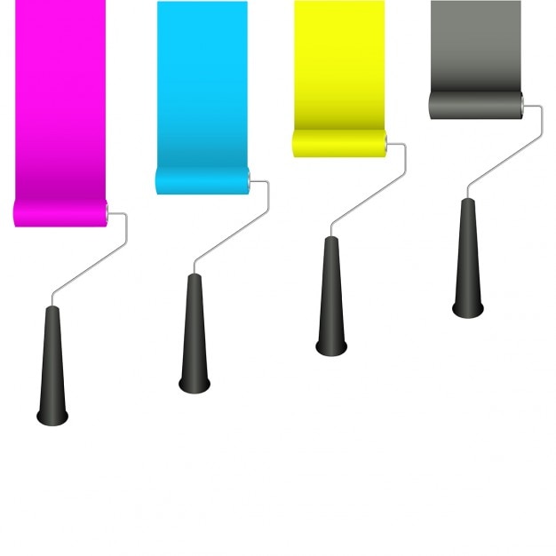 Free Vector paint rollers with cmyk colours